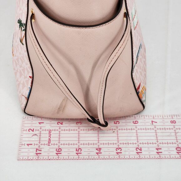 Michael Kors Gilly Beach Pink Logo Large Drawstring Travel Tote Bag - Picture 15 of 15